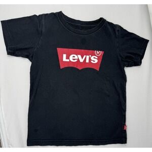 LEVI'S Youth Classic Batwing Short Sleeve T-shirt Size 7 Black‎ Cotton